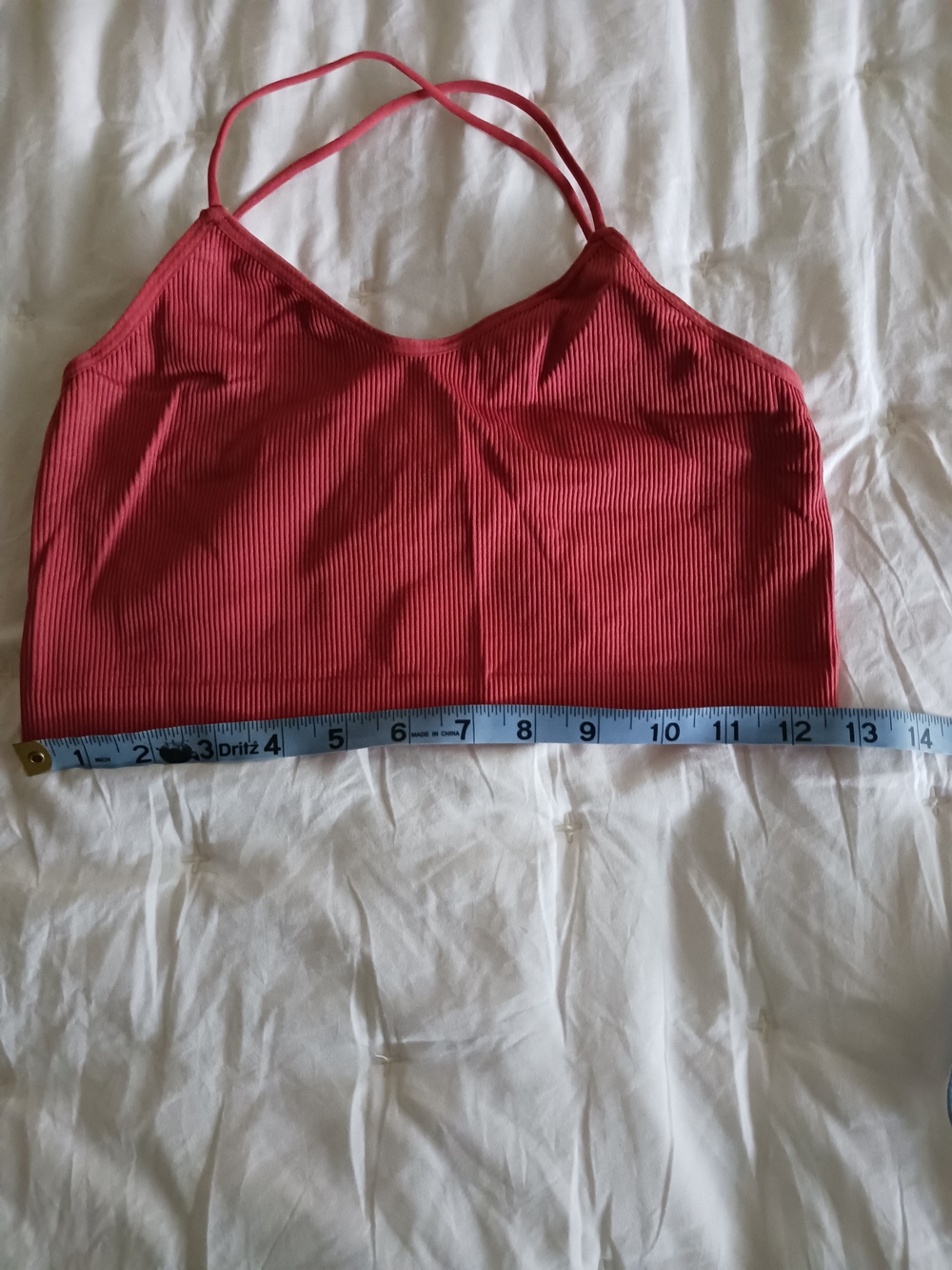No Boundaries Red Ribbed Crop Top with Thin Straps - Picture 3 of 4